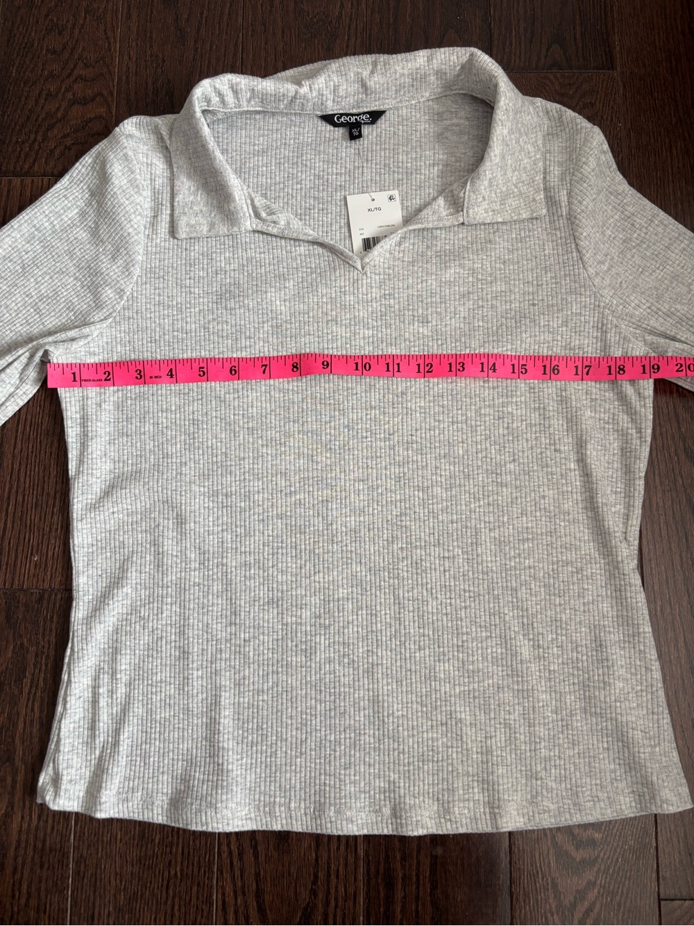 Light Grey Ribbed Collared Long Sleeve - Picture 2 of 3